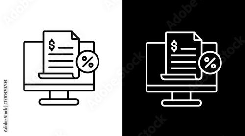 Digital Tax System  White Icon Set Design