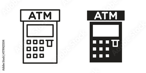 ATM machine icon. Vector linear icons. simple flat icons