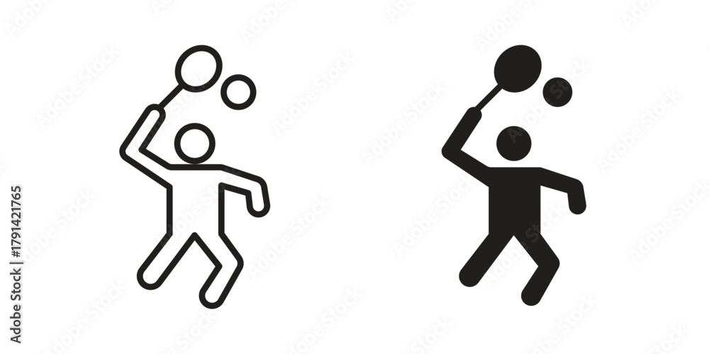 Naklejka premium Badminton icon. Vector linear icons. simple flat icons