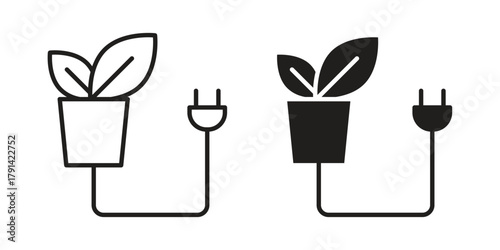 Biomass energy icon. Vector linear icons. simple flat icons