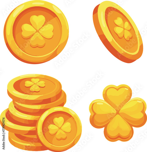 vector illustration of a set of golden coins
