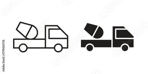 Cement truck icon. Vector linear icons. simple flat icons