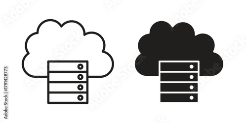 Cloud server icon. Vector linear icons. simple flat icons