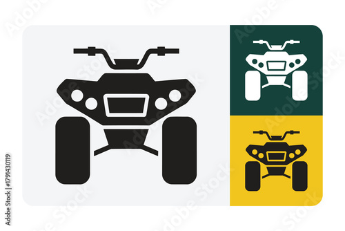 Get your adrenaline pumping with this powerful ATV icon perfect for off-road adventures and outdoor recreation branding, showcasing freedom and excitement