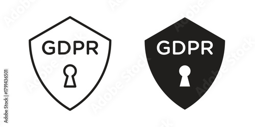 GDPR shield icon. Vector linear icons. simple flat icons