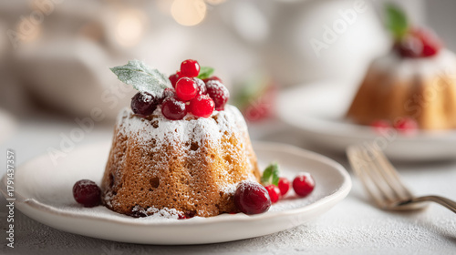 Wallpaper Mural Mini Christmas Cake with Cranberries and Powdered Sugar Torontodigital.ca