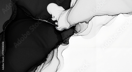 Abstract black and white alcohol ink texture for modern poster design and luxury branding