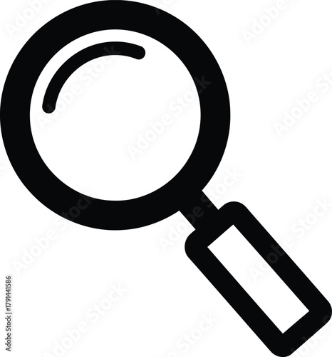 Magnifying glass vector icon for web search and research symbolizing exploration and discovery enhancing visibility and providing a clear view investigation tool