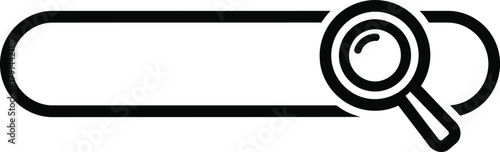 Search bar with magnifying glass icon vector illustration for website or mobile app design and information seeking concept showcasing a minimalist black line style on white background