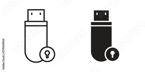Pendrive security icon. Vector linear icons. simple flat icons