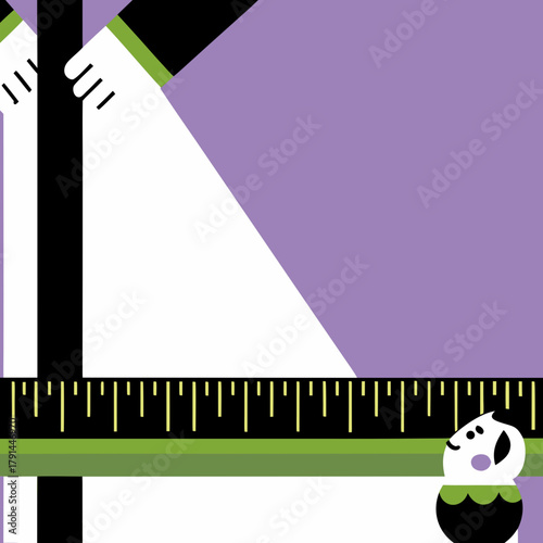 Cartoon Ruler with Inch and Centimeter Markings in a Vector Design