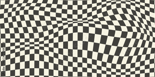 Trippy checkerboard background. Retro psychedelic checkered wallpaper.