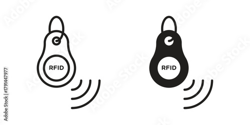 RFID key tag icon. Vector linear icons. simple flat icons