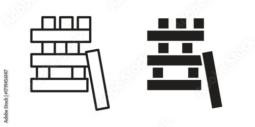 Wooden block icon. Vector linear icons. simple flat icons