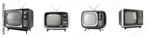 Vintage television sets evoke nostalgia, perfect for retro designs, media projects, and illustrating the evolution of technology with classic analog style