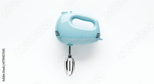 Pastel blue retro hand mixer mockup isolated on white.