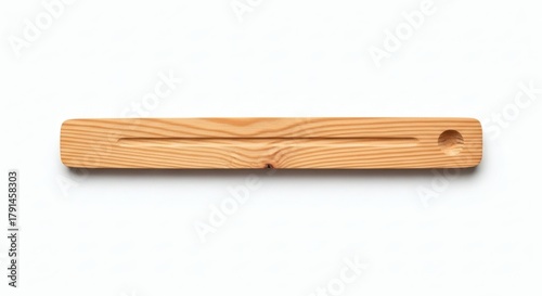 Wooden incense holder mockup isolated on white.