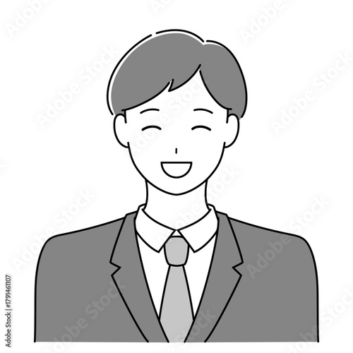 柔らかく微笑む男性社員　優しい雰囲気の人物イラスト
