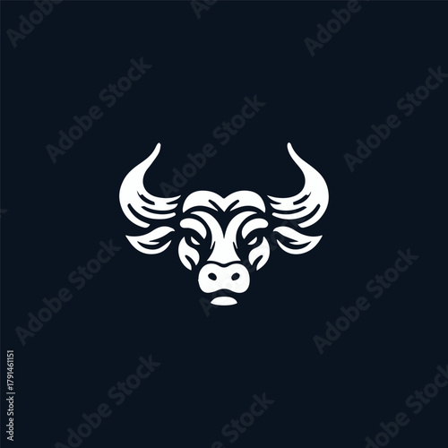 Head bull logo vector icon illustration style