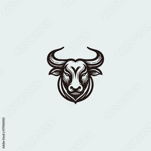 Head bull logo vector icon illustration style