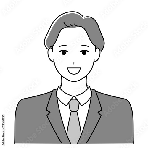 笑顔の男性社員　明るく元気なイメージのビジネス人物イラスト