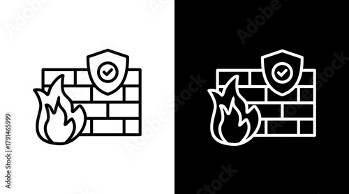 Firewall  White Icon Set Design