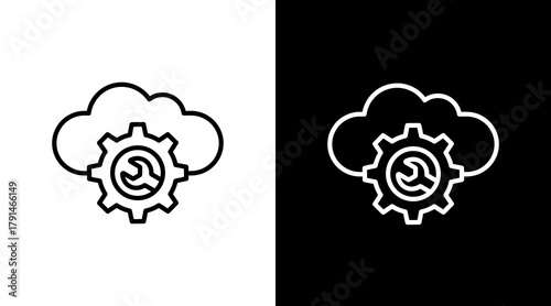 Cloud Services  White Icon Set Design
