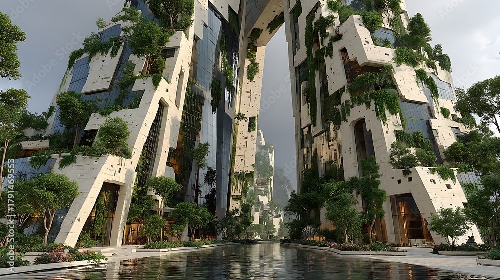 Obraz premium Innovative eco architecture carved into natural rock high resolution image