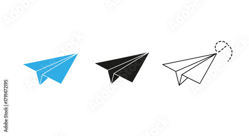 Minimalist illustration of paper airplane silhouettes,  flat vector design.
