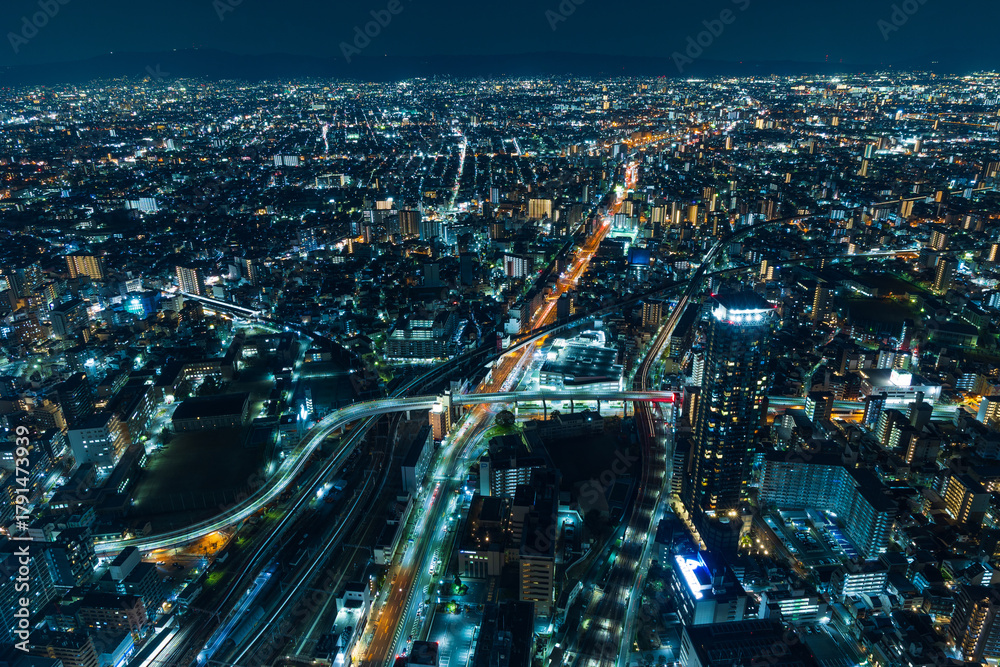 Fototapeta premium 日本の都市風景 大阪夜景 あべのハルカスからの眺望