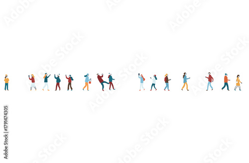 行き交う通行人たちのデザイン素材