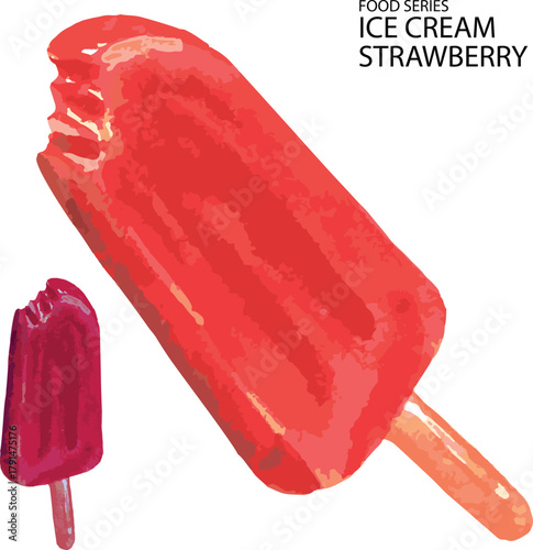 ice cream strawberry isolated on white background