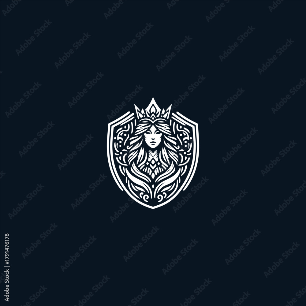 Fototapeta premium Woman shield logo icon design template vector illustration