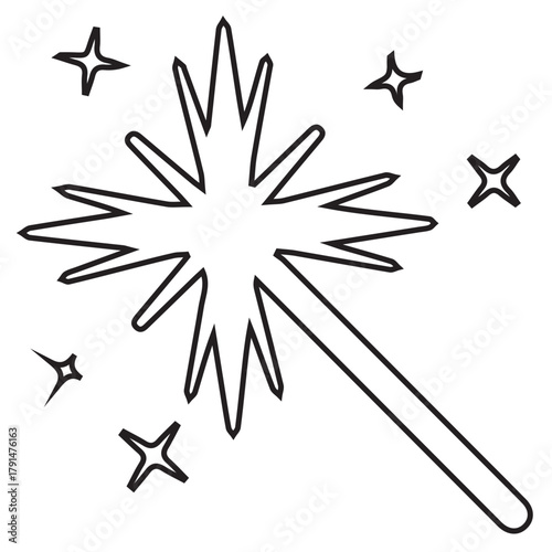 Magic wand and stars