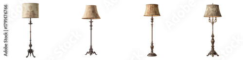 Elegant collection of vintage floor lamps for classic interior design projects, adding a touch of old world charm with soft lighting, perfect for home decor and cozy spaces