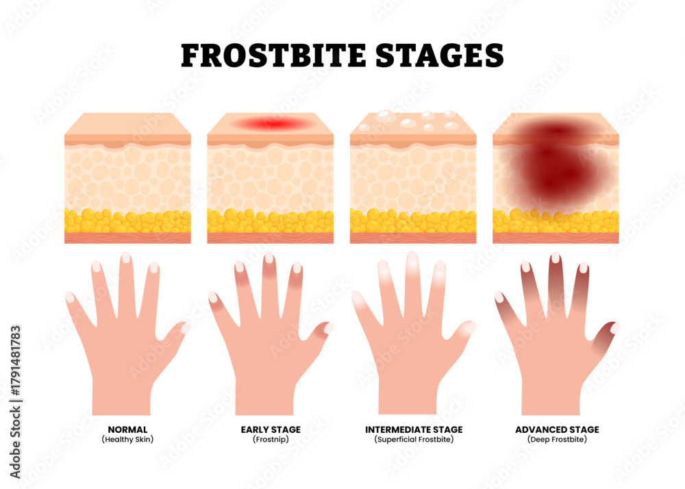 Ταπετσαρία The stages of frostbite stage development
