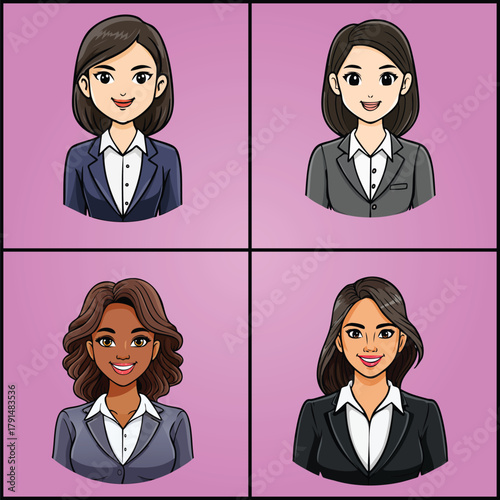 Professional businesswomen portraits with neutral expressions