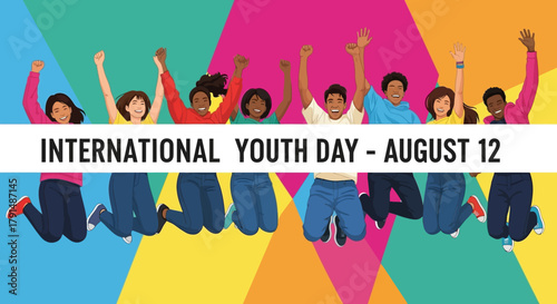 Joyful Diverse Youth Celebrating International Youth Day on August 12.