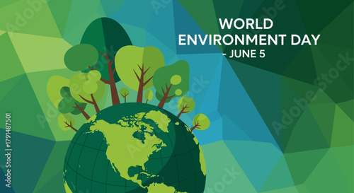 World Environment Day June 5 Earth with Trees.