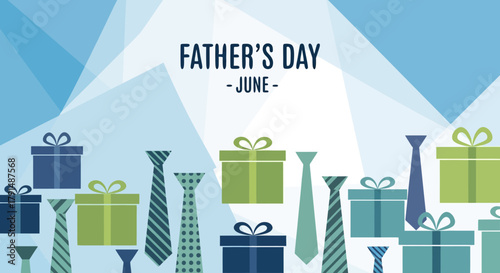 Fathers Day Celebration Background with Presents and Neckties.