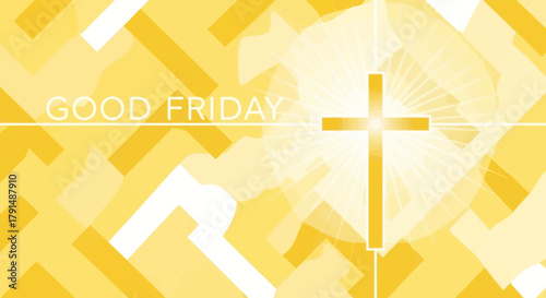 Good Friday Christian Cross Abstract Yellow Background.