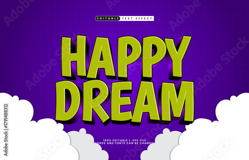 happy dream cute and colorful text effect for children logo