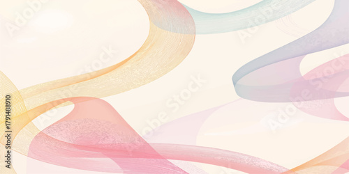 Delicate Pastel Wave Flow Abstract Digital Art Background With Soft Pink Blue Yellow Swirls For Serene Wallpaper Design