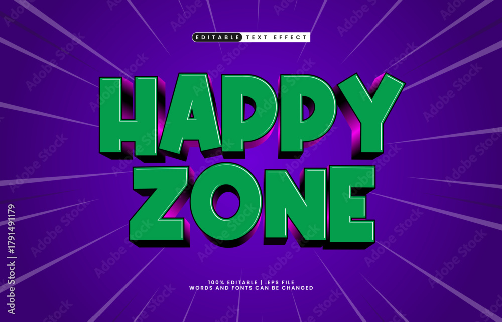 Fototapeta premium happy zone cute and colorful text effect for children logo