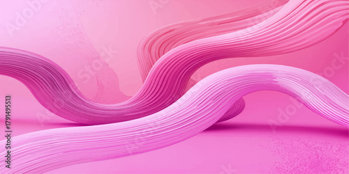 Elegant Pink Purple Wavy Ribbon Abstract 3D Digital Flow Art