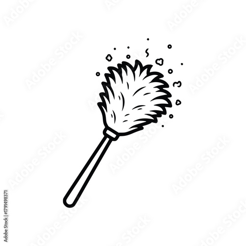 Duster with Dust Particles A Cleaning Tool Illustration.