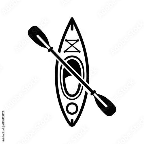 Kayak and paddle icon representing water sports and outdoor adventure