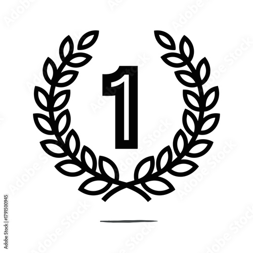 First place laurel wreath with number 1