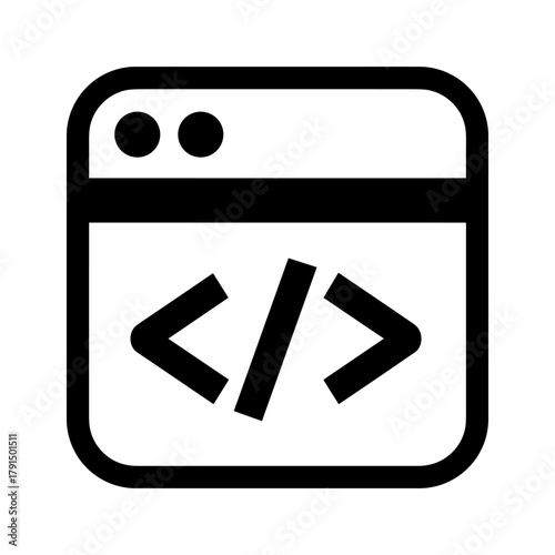 Coding icon with angle brackets inside a browser window