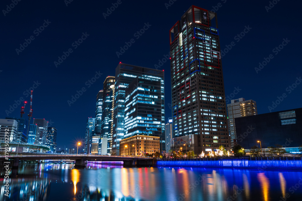Fototapeta premium 日本の都市風景 大阪夜景 中之島